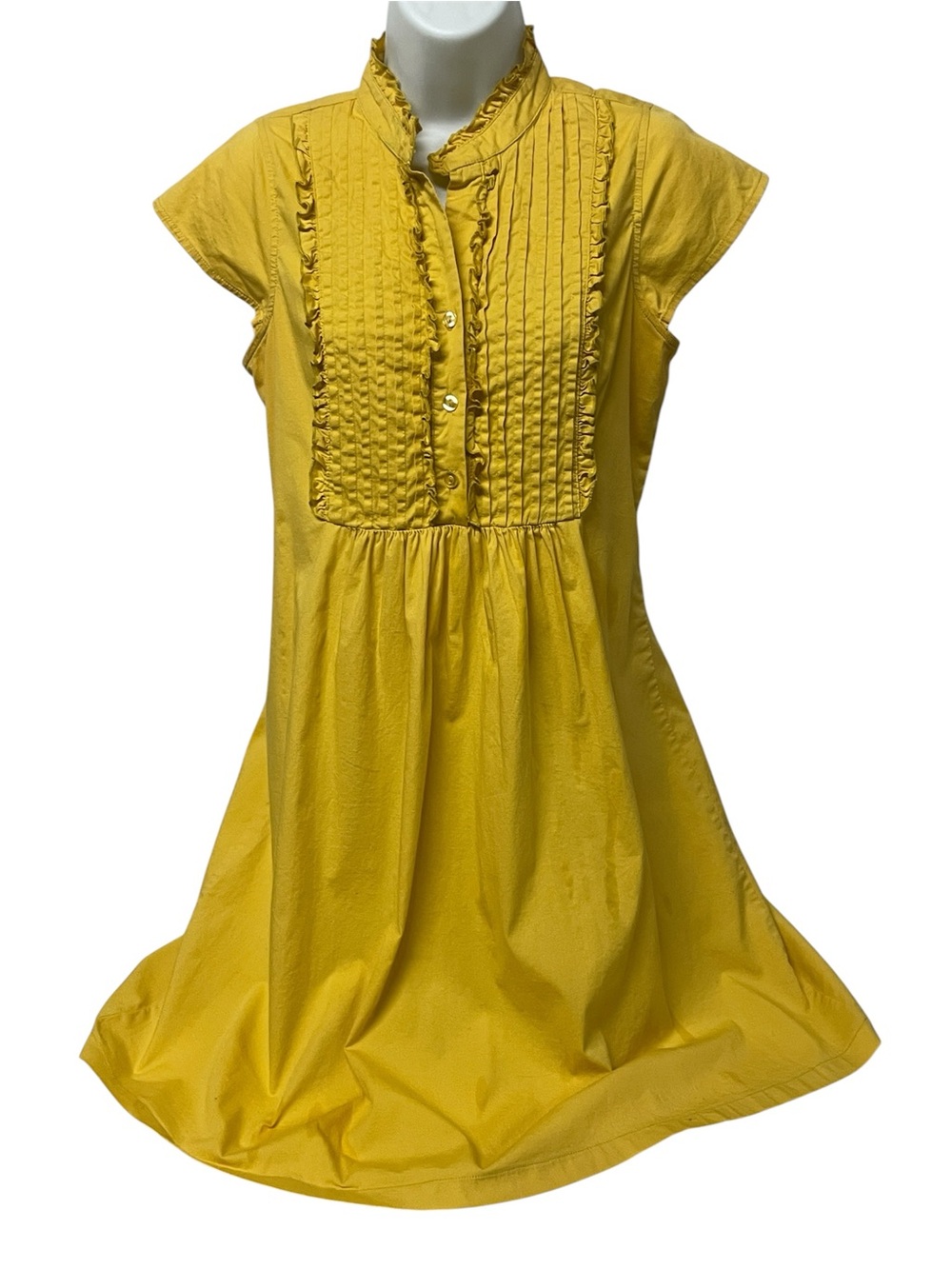 Vintage Yellow Dress Pintuck Ruffle Dress by Hope and Honey  sz 10